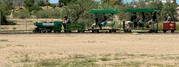 The Hurlbut pulling a full train of passengers at Pinnacle Peak & Southern Railroad